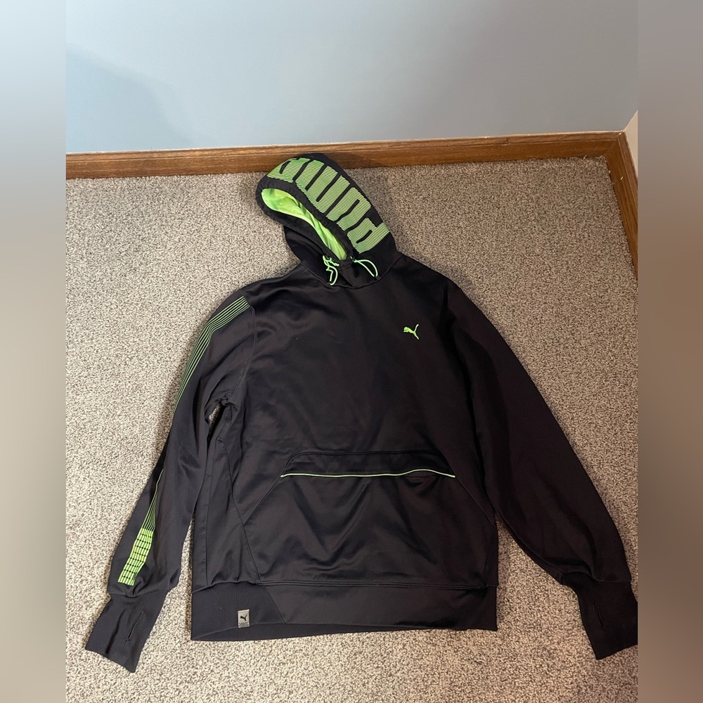 Unisex Puma Black and Lime Hoodie